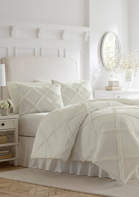 Laura Ashley Adelina 3-Piece Solid Cotton Comforter Set