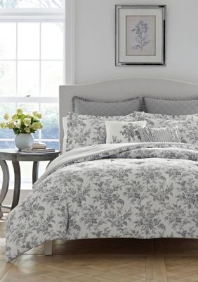 Laura Ashley Annalise 100% Cotton Plainweave- 5 Piece- Comforter Bedding Set