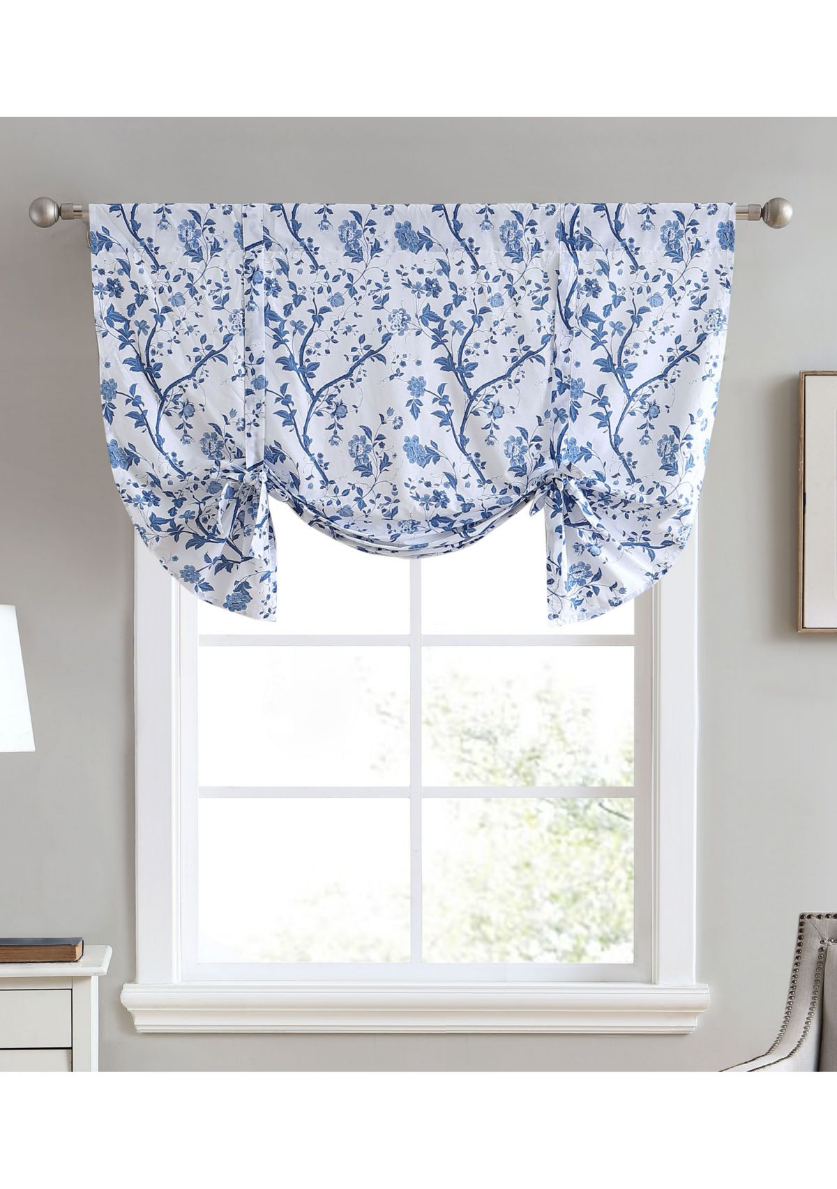 Elise Ruffled Floral Cotton Pole Top Filtering Valance