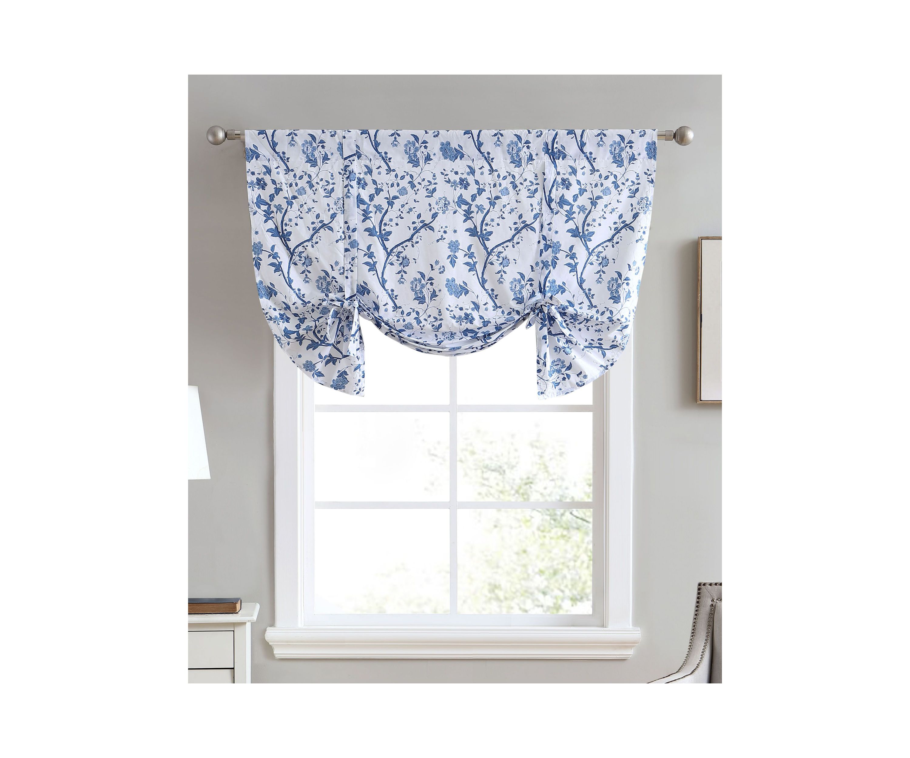 Elise Ruffled Floral Cotton Pole Top Filtering Valance