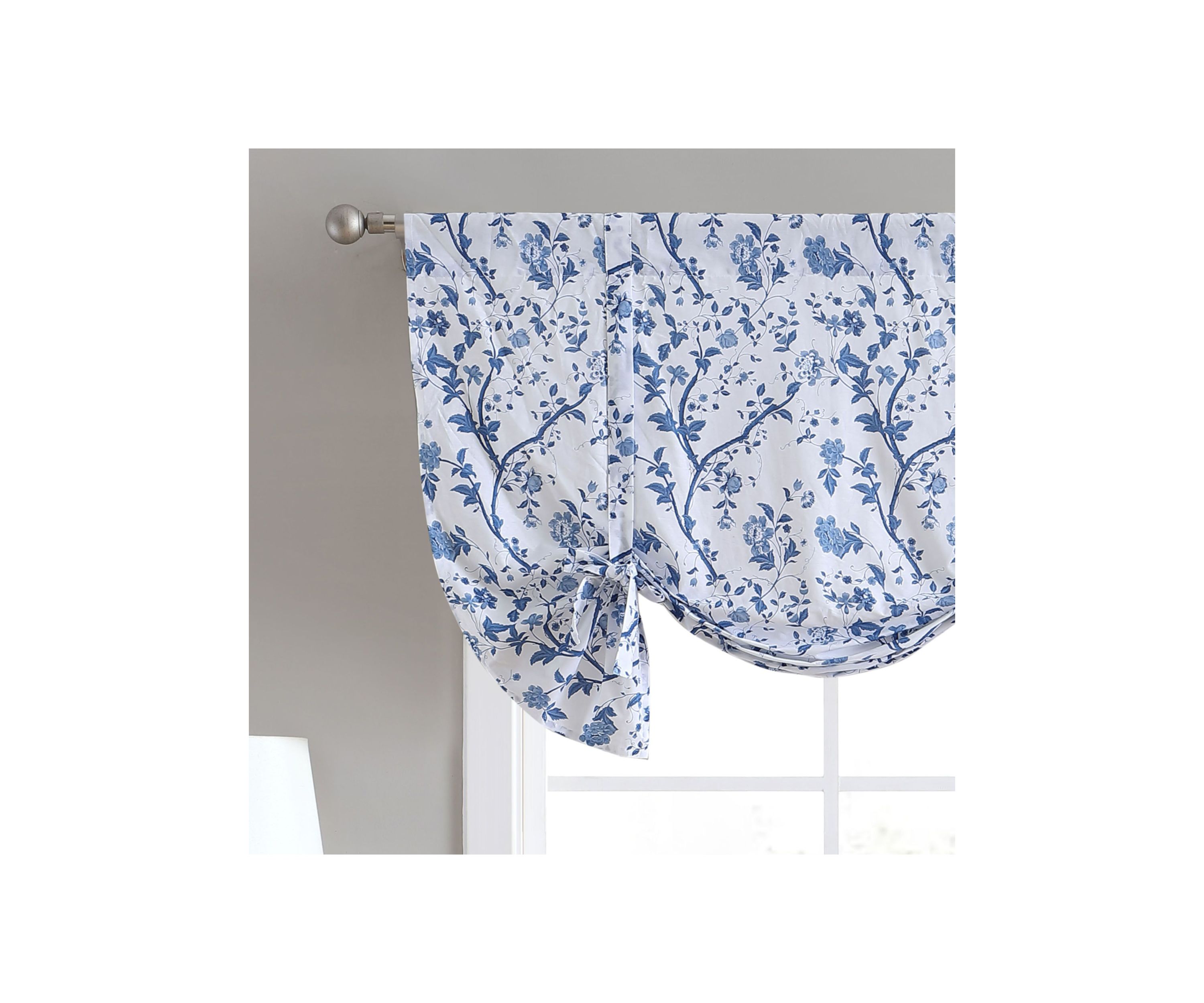 Elise Ruffled Floral Cotton Pole Top Filtering Valance