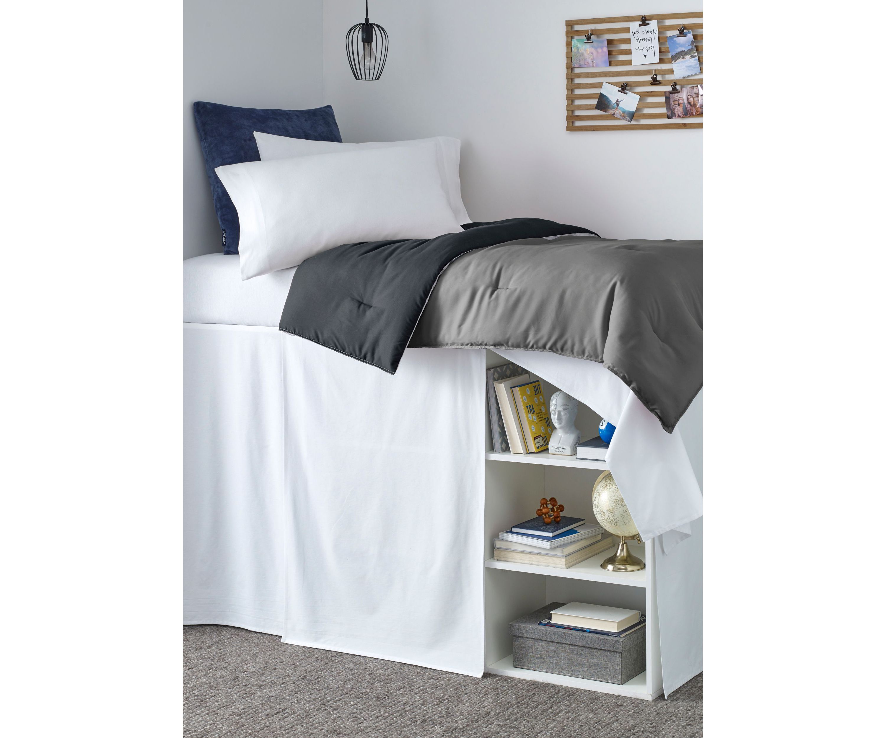 NA Solid Cotton Dorm Bedskirt