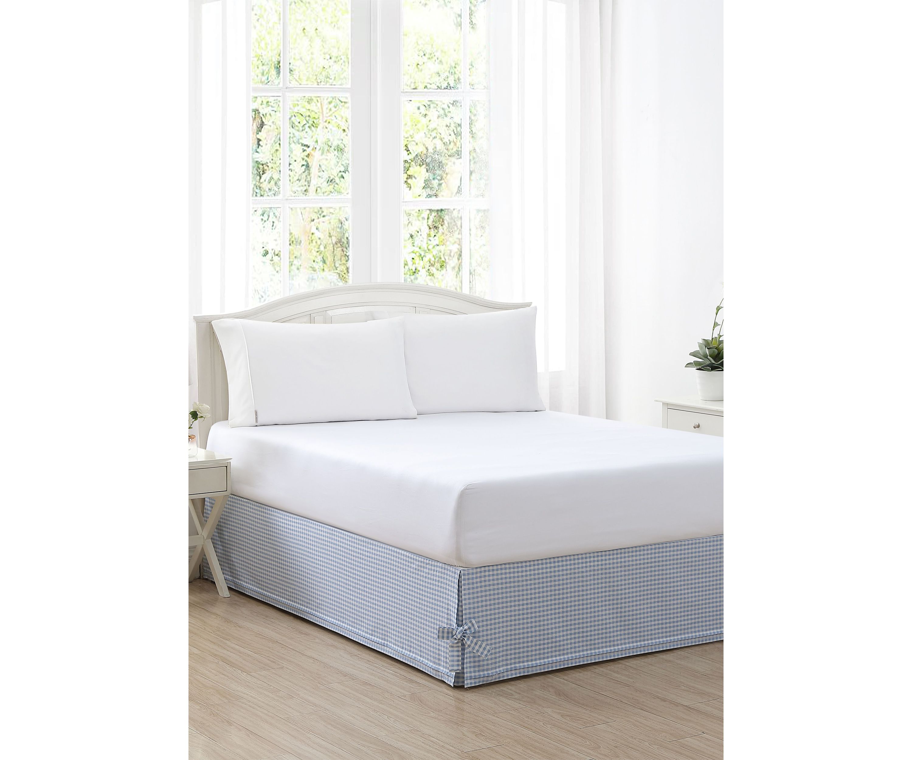 Hedy Corner Ties 1-Piece Cotton Bedskirt