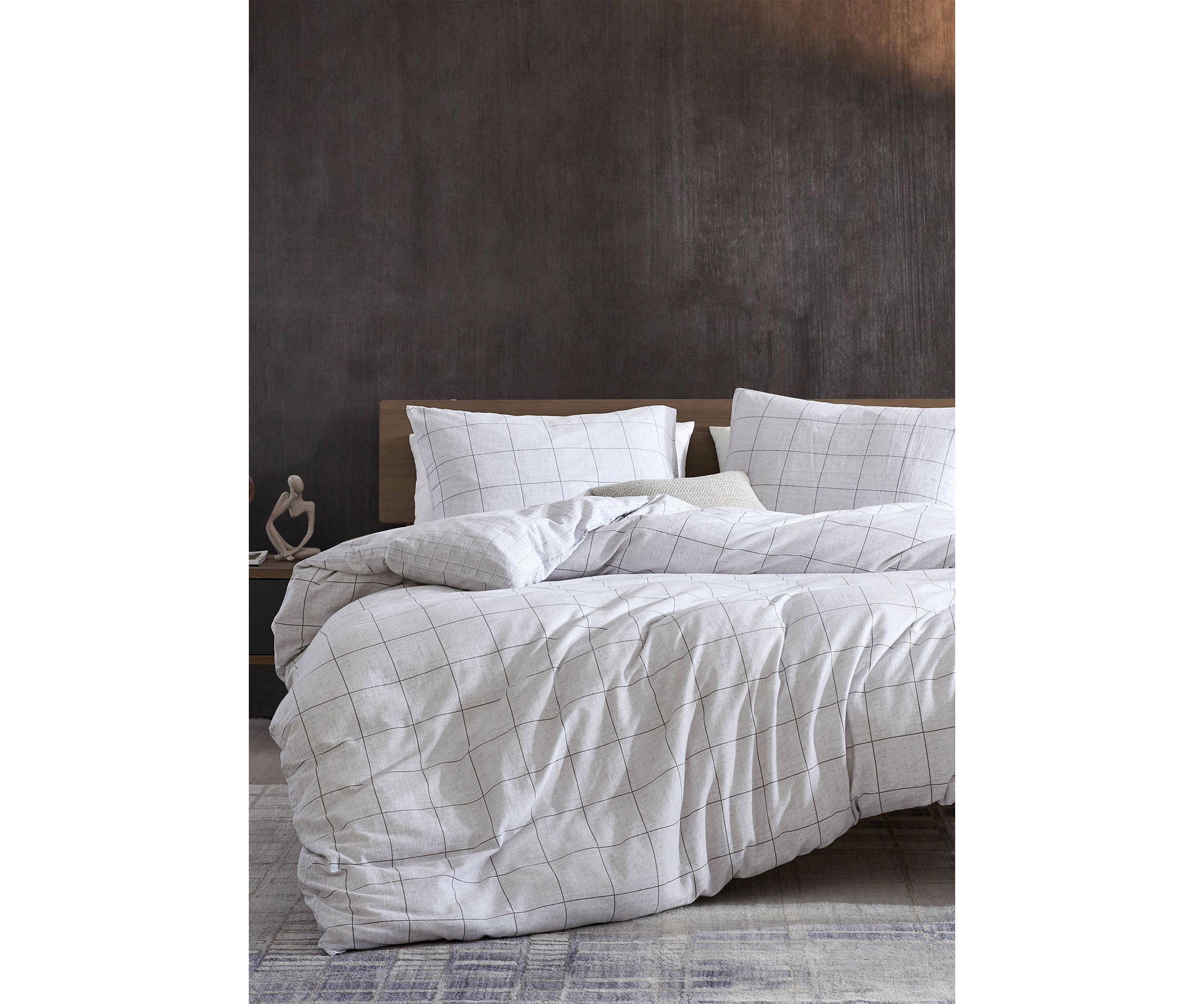 Holden Grid 3-Piece Cotton Duvet Set