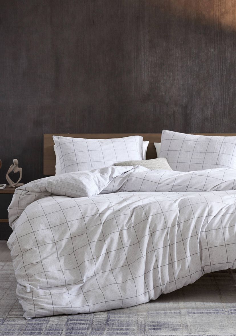 Holden Grid 3-Piece Cotton Duvet Set