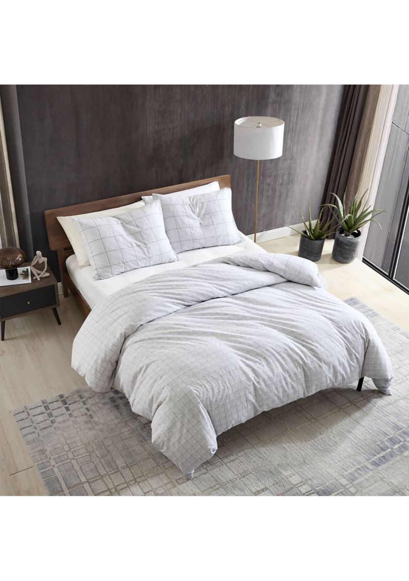 Holden Grid 3-Piece Cotton Duvet Set