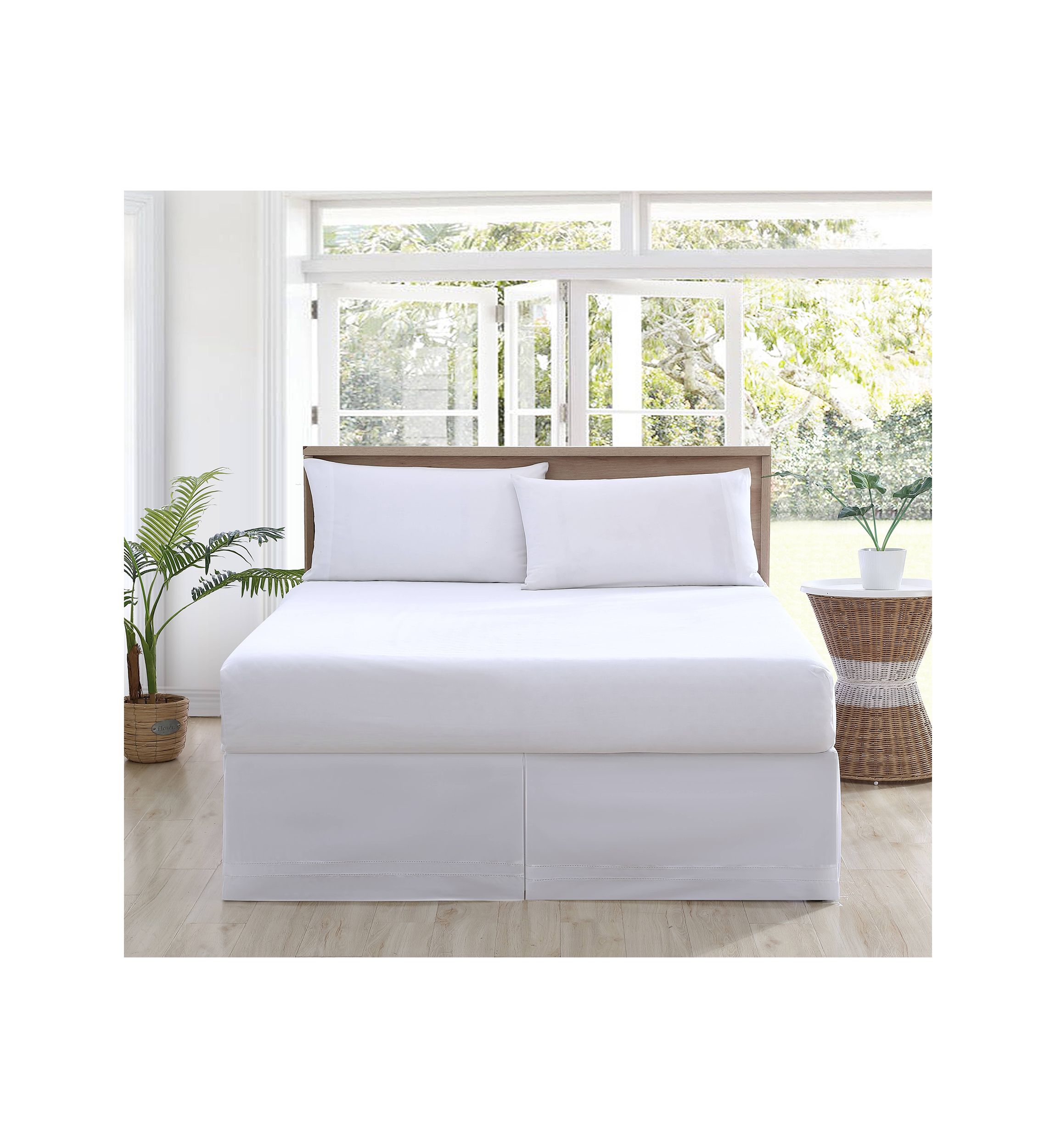 Solid Pleated 1-Piece Sateen Cotton Bedskirt