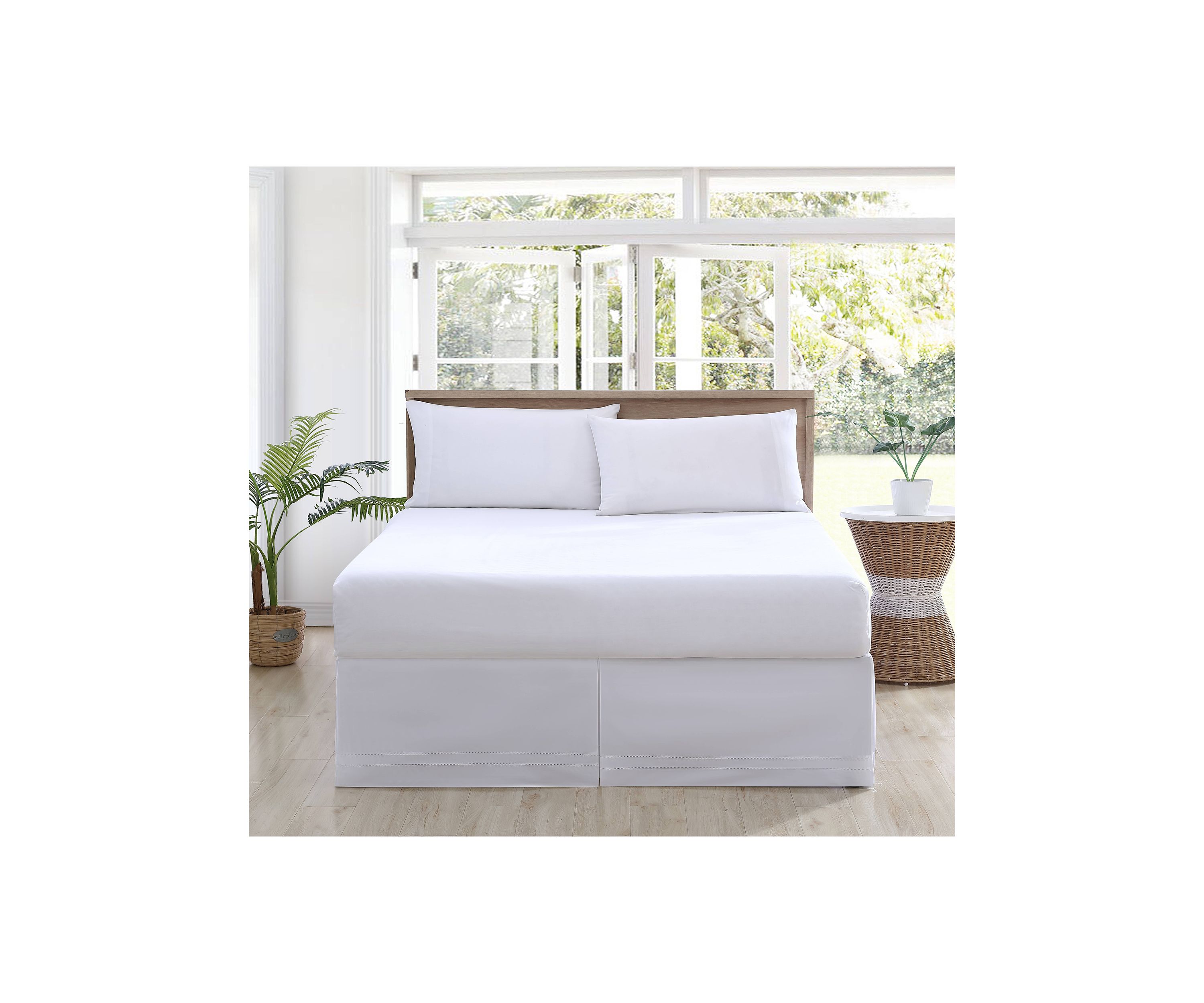 Solid Pleated 1-Piece Sateen Cotton Bedskirt