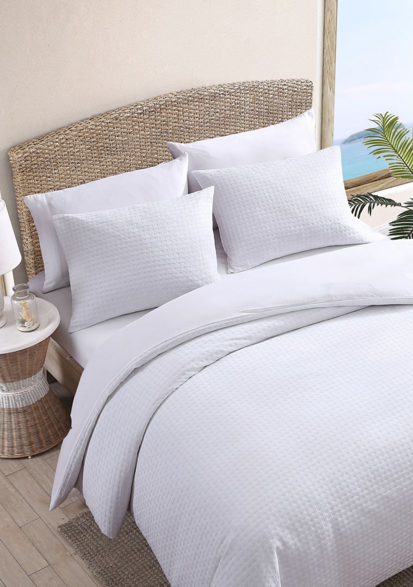 Basketweave Solid 3-Piece Cotton Comforter Set