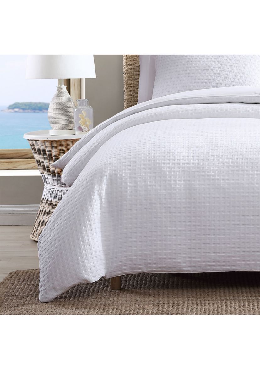 Basketweave Solid 3-Piece Cotton Comforter Set