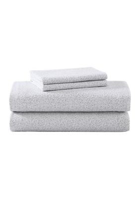 Laura Ashley Chelsie Vine Cotton Flannel Sheet Set, Grey, King