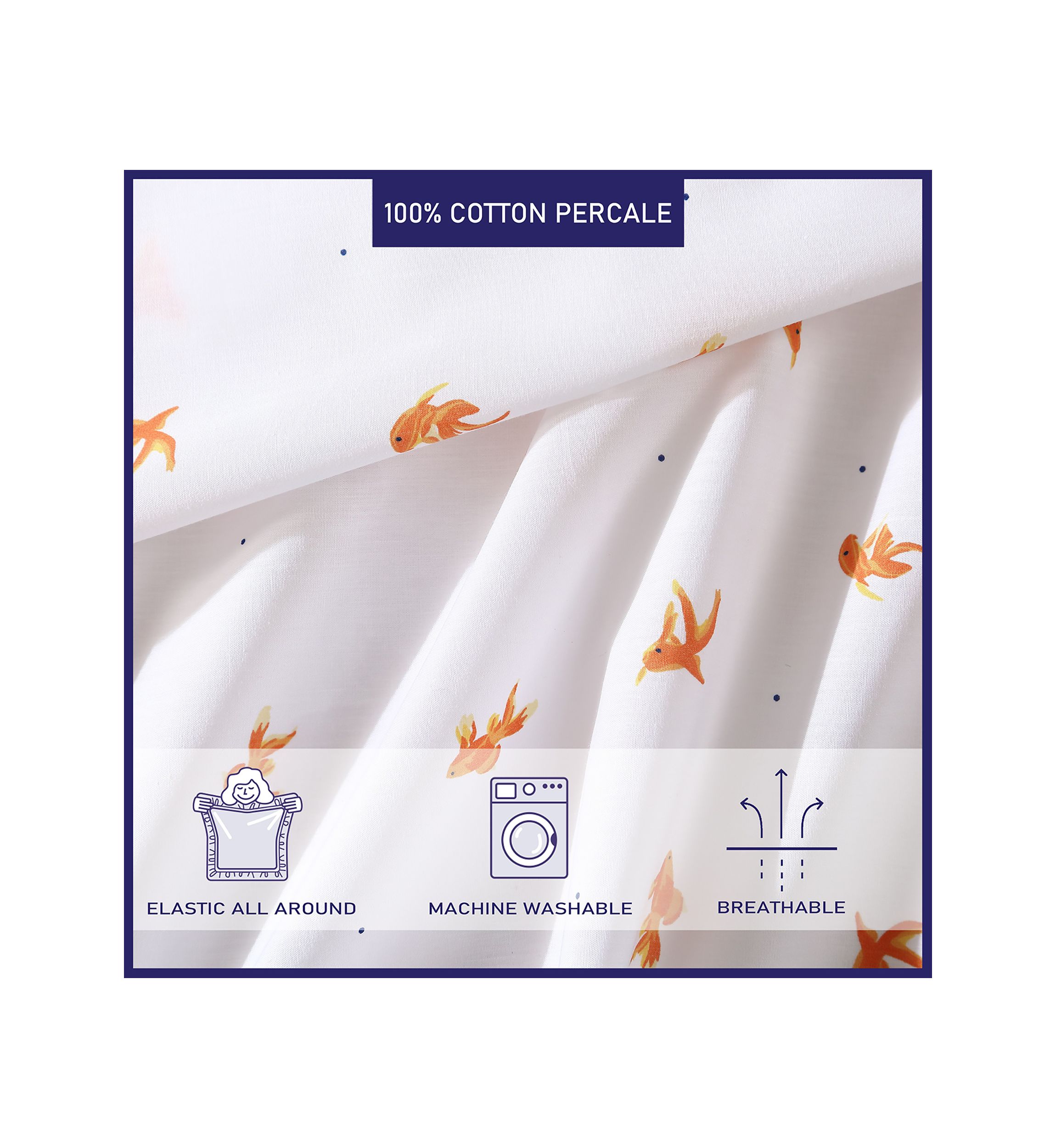 Goldfish 3-Piece Percale Cotton Sheet Set
