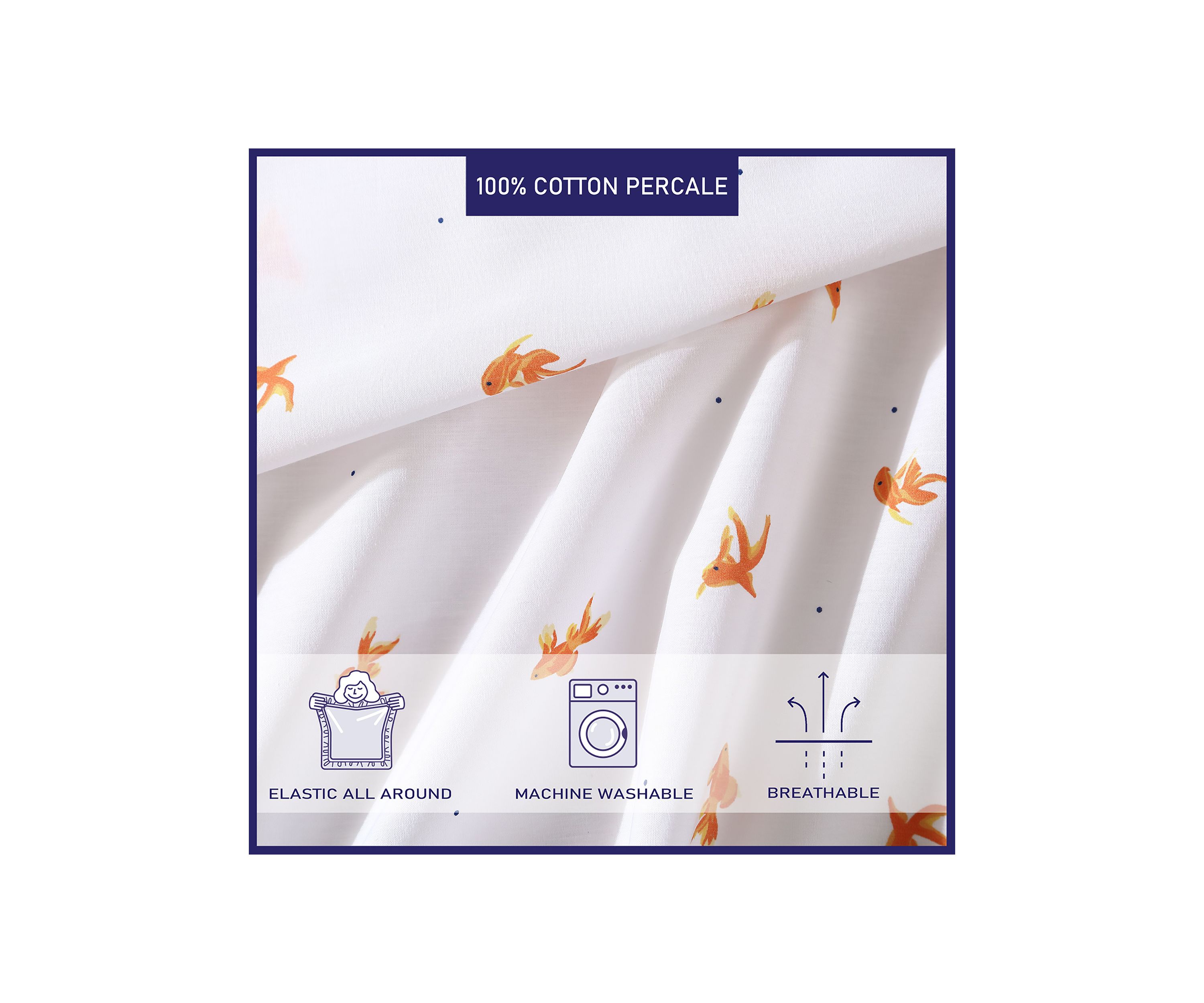 Goldfish 4-Piece Percale Cotton Sheet Set