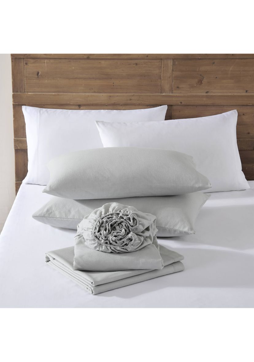 Solid 3-Piece Cotton Flannel Sheet Set