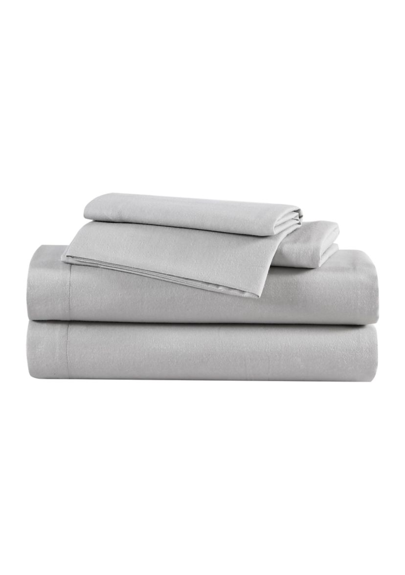 Solid 3-Piece Cotton Flannel Sheet Set