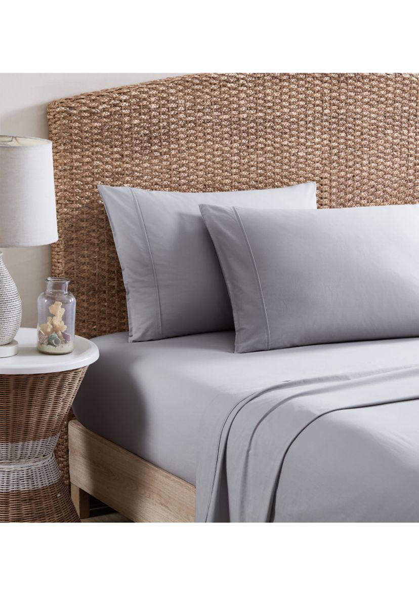 Solid 4-Piece Percale Cotton Sheet Set