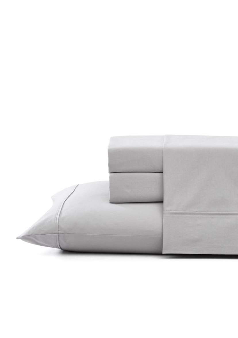 Solid 4-Piece Percale Cotton Sheet Set