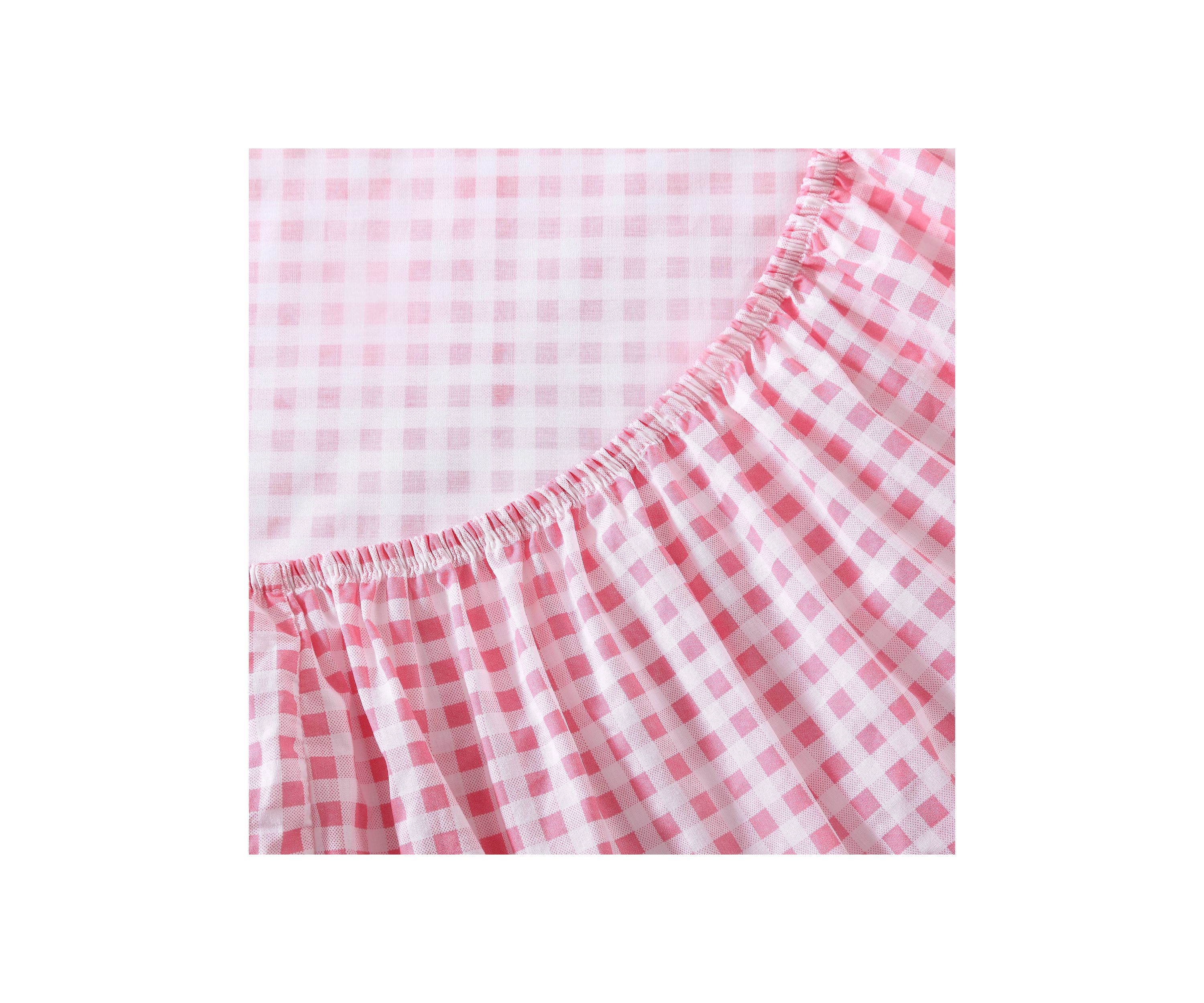Gingham Plaid 4-Piece Percale Cotton Sheet Set