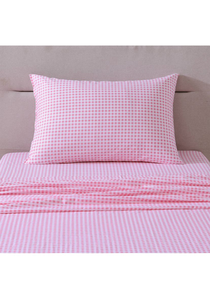 Gingham Plaid 4-Piece Percale Cotton Sheet Set