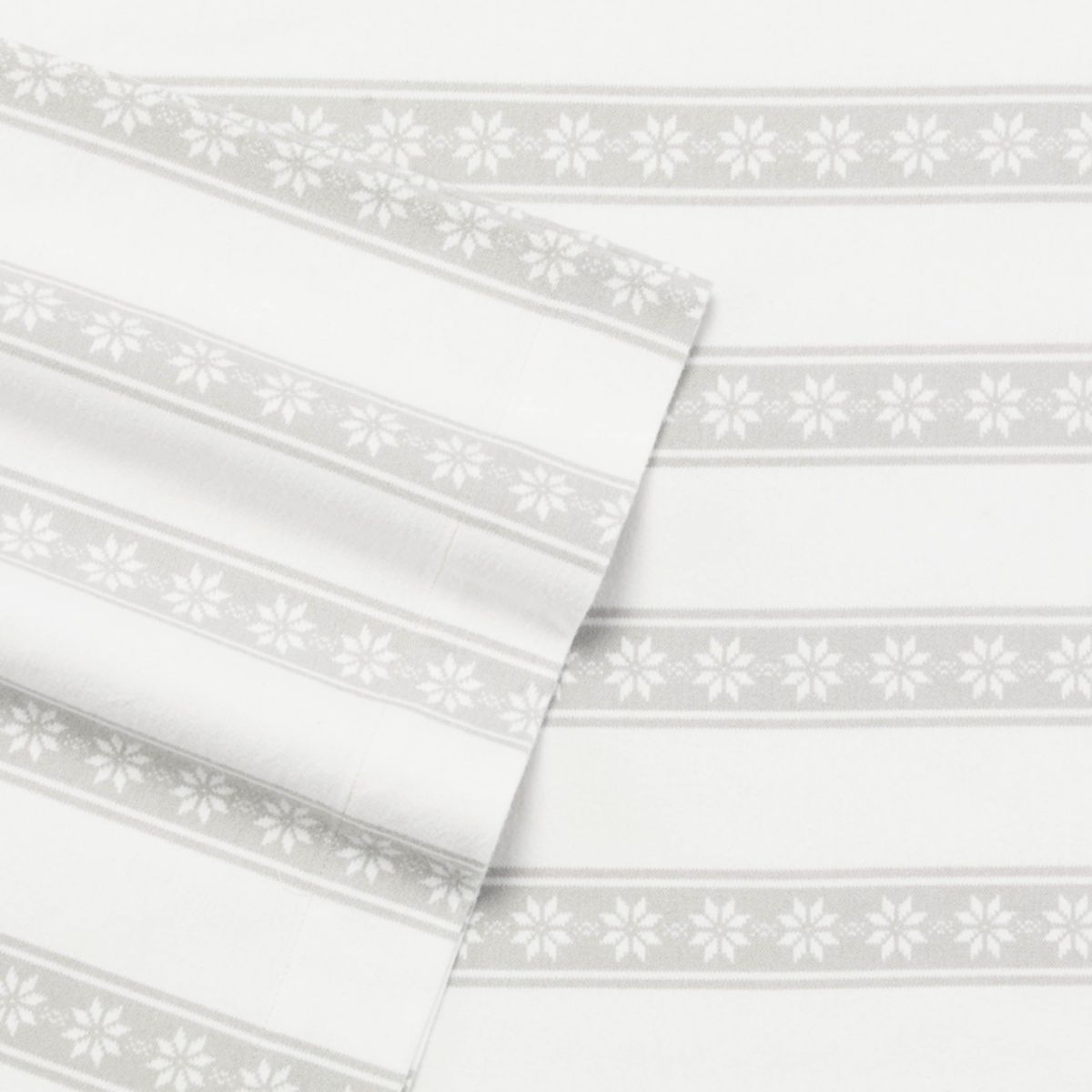 Snowflake Fair Isle 4-Piece Graphic Flannel Sheet Set