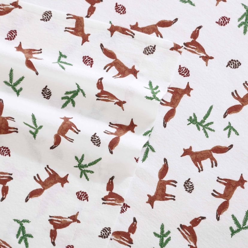 Fox Trail 100% Cotton Flannel 4 Piece Sheet Set
