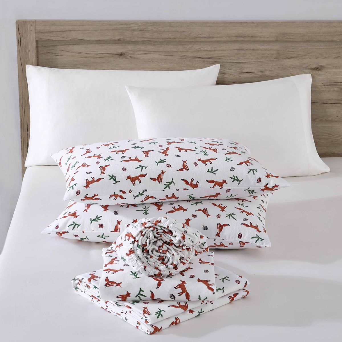 Fox Trail 100% Cotton Flannel 4 Piece Sheet Set