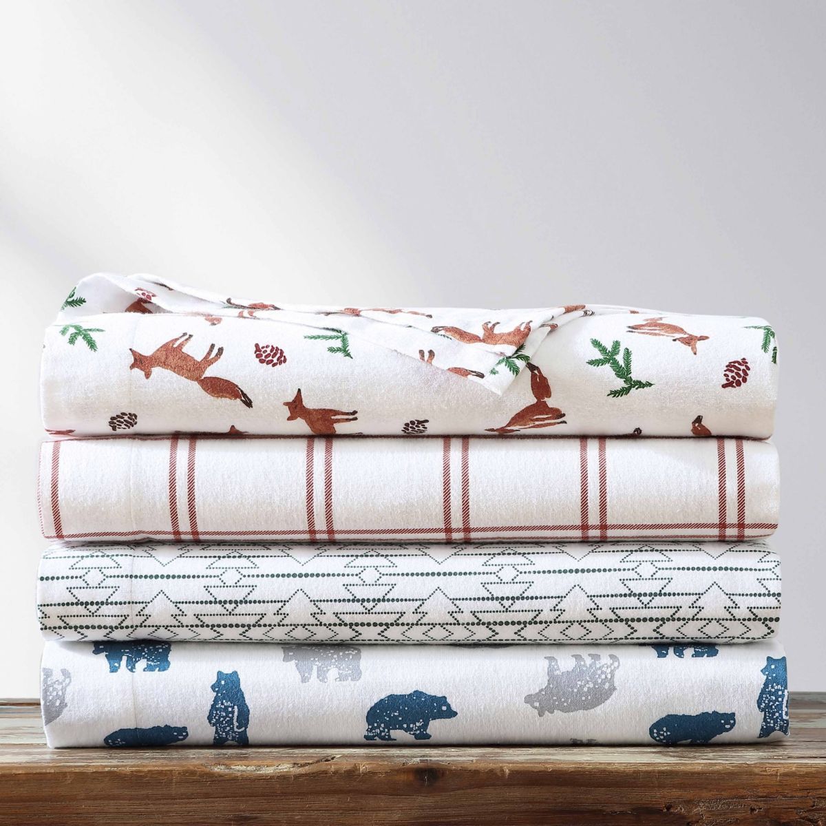 Fox Trail 100% Cotton Flannel 4 Piece Sheet Set