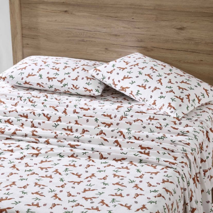 Fox Trail 100% Cotton Flannel 4 Piece Sheet Set