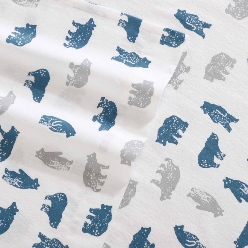Bear Mountain 100% Cotton Flannel 4 Piece Sheet Set