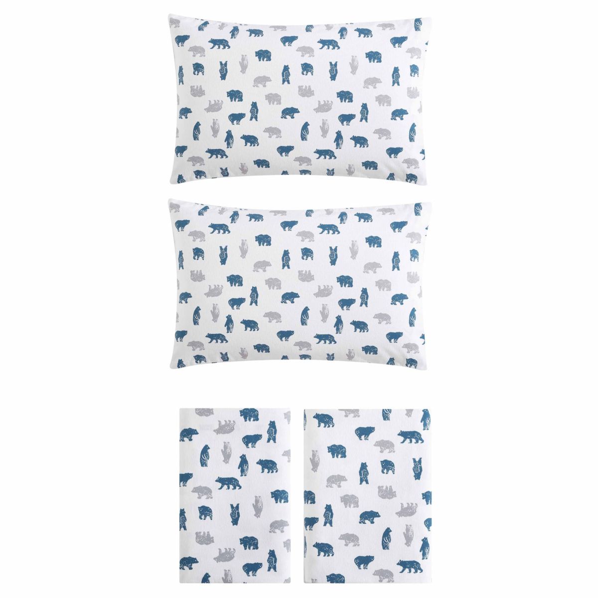 Bear Mountain 100% Cotton Flannel 4 Piece Sheet Set