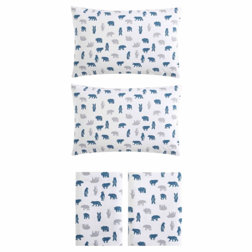 Bear Mountain 100% Cotton Flannel 4 Piece Sheet Set