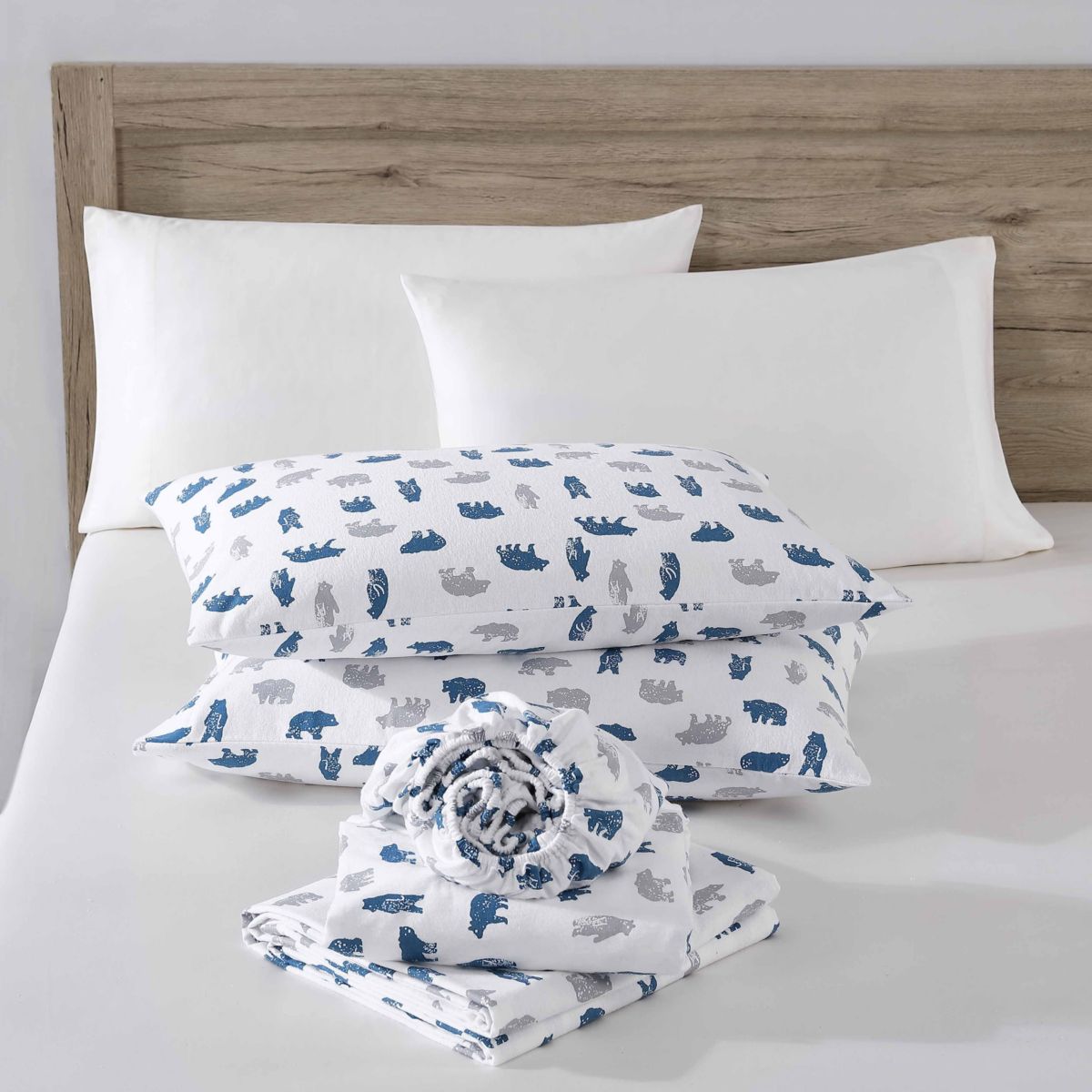 Bear Mountain 100% Cotton Flannel 4 Piece Sheet Set