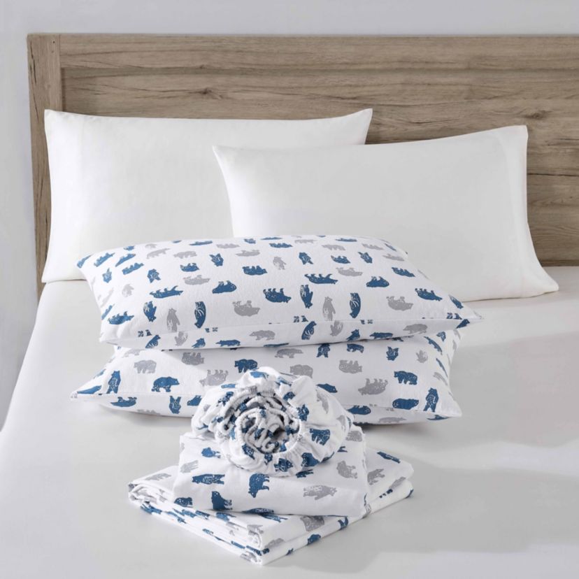 Bear Mountain 100% Cotton Flannel 4 Piece Sheet Set