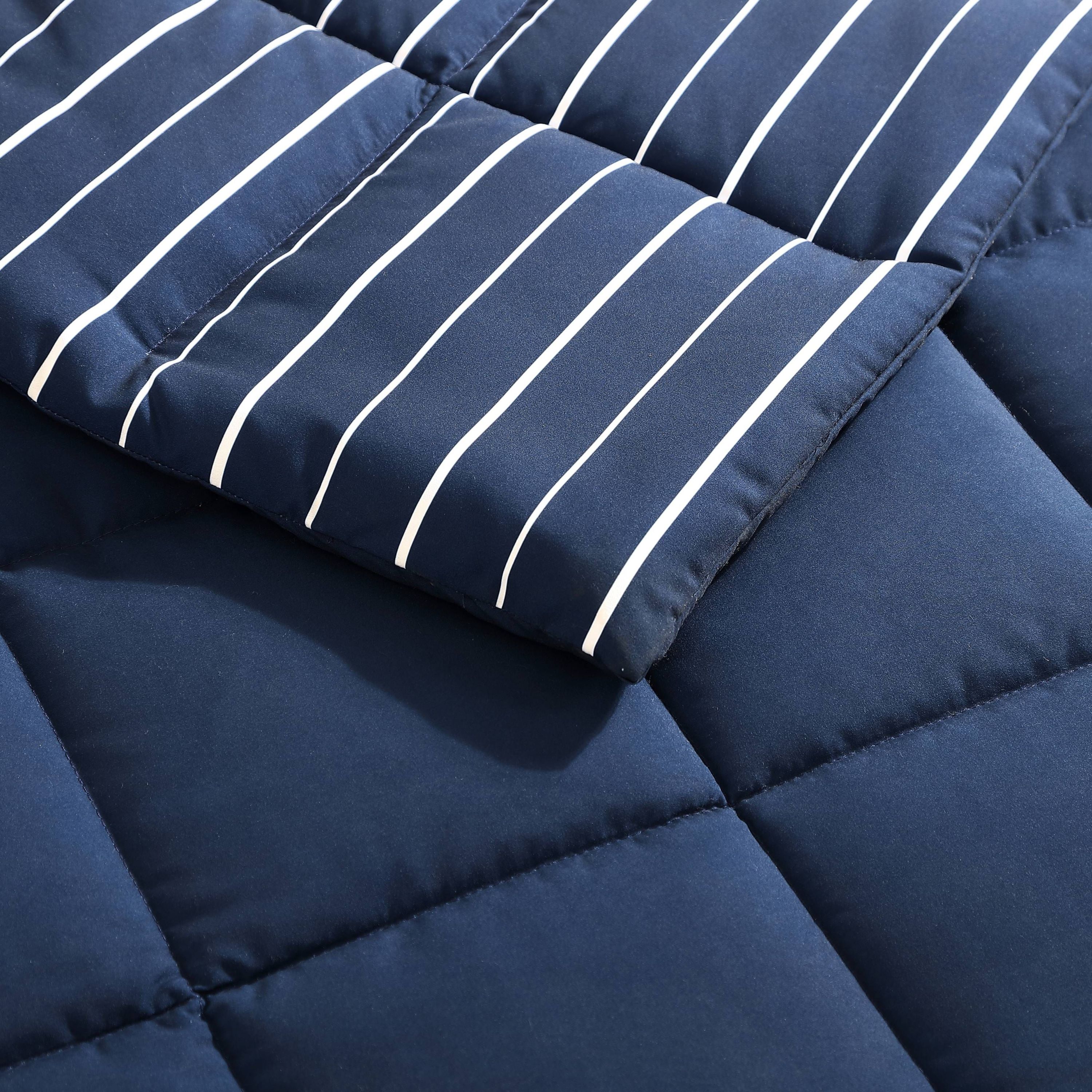 Longdale Solid Stripe Soft Microfiber- 2 Piece- Comforter Bedding Set