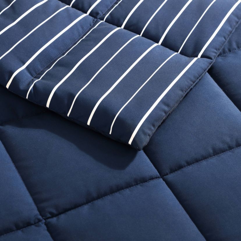 Longdale Solid Stripe Soft Microfiber- 2 Piece- Comforter Bedding Set