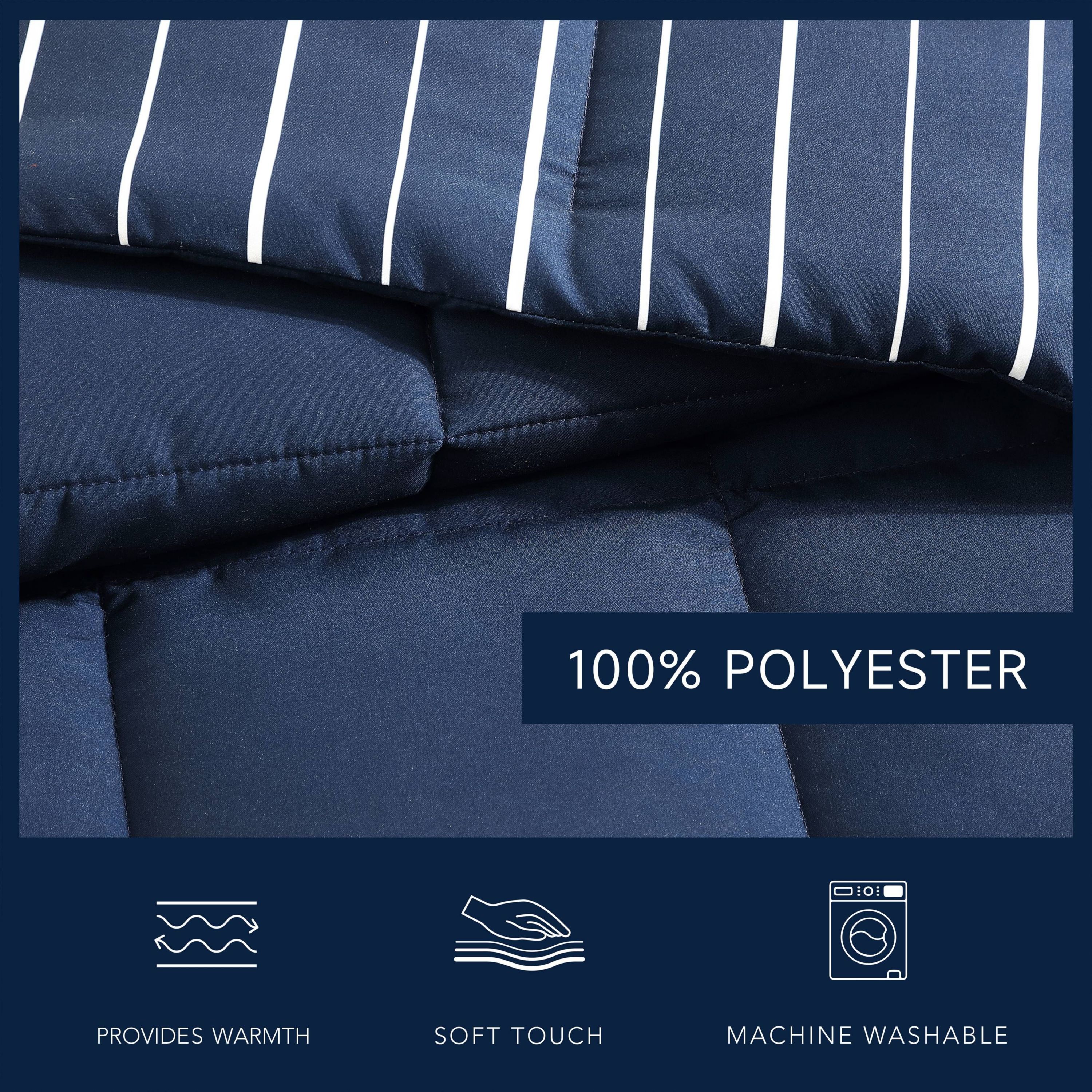 Longdale Solid Stripe Soft Microfiber- 2 Piece- Comforter Bedding Set