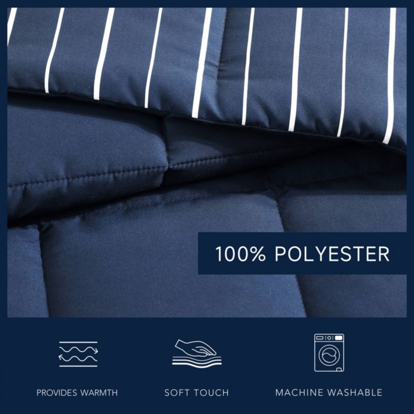 Longdale Solid Stripe Soft Microfiber- 2 Piece- Comforter Bedding Set