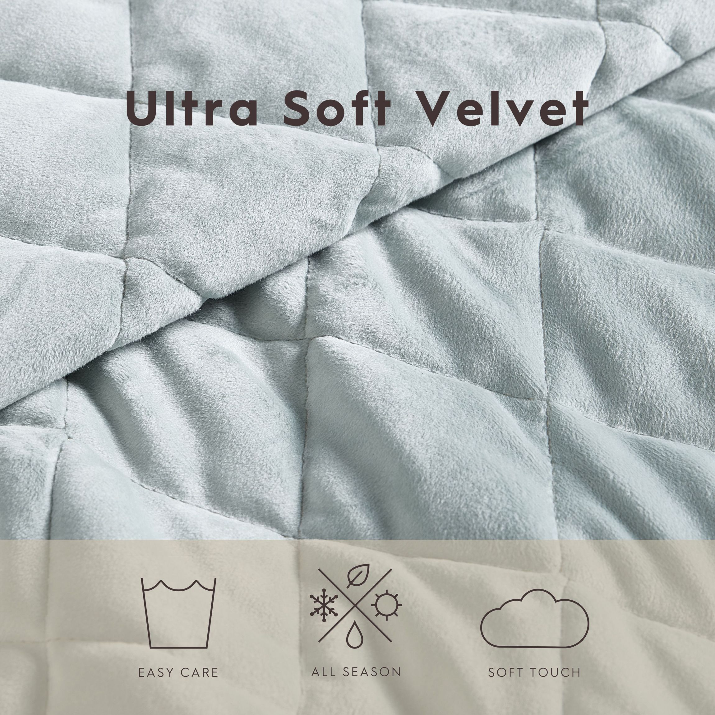 Solid Diamond Stitch Velvet- 4 Piece- Reversible Quilt Set Bonus