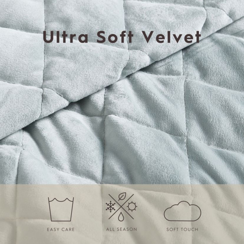 Solid Diamond Stitch Velvet- 4 Piece- Reversible Quilt Set Bonus