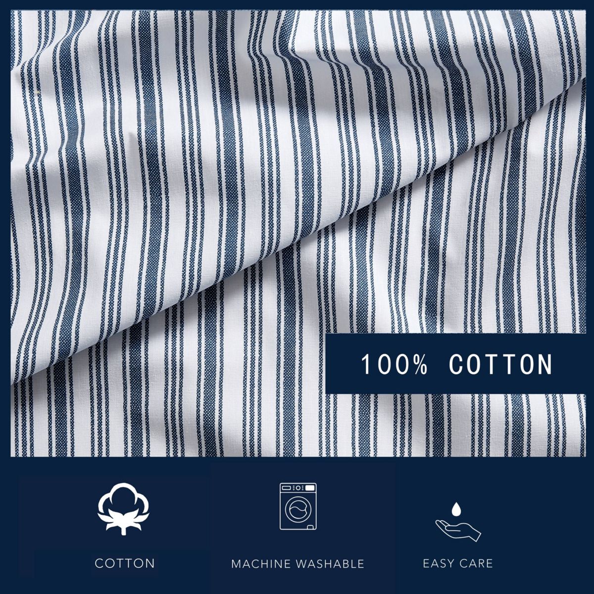 Coleridge Stripe 100% Cotton Percale- 3 Piece- Sheet Set