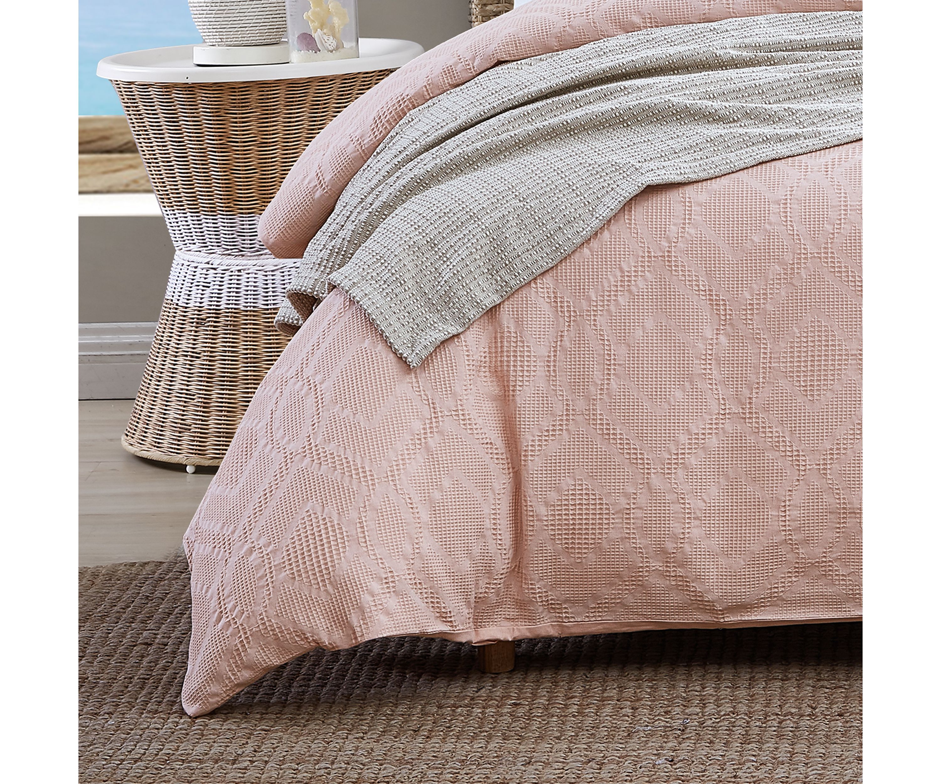 Textured Waffle 100% Cotton - 3 Piece- Comforter Bedding Set