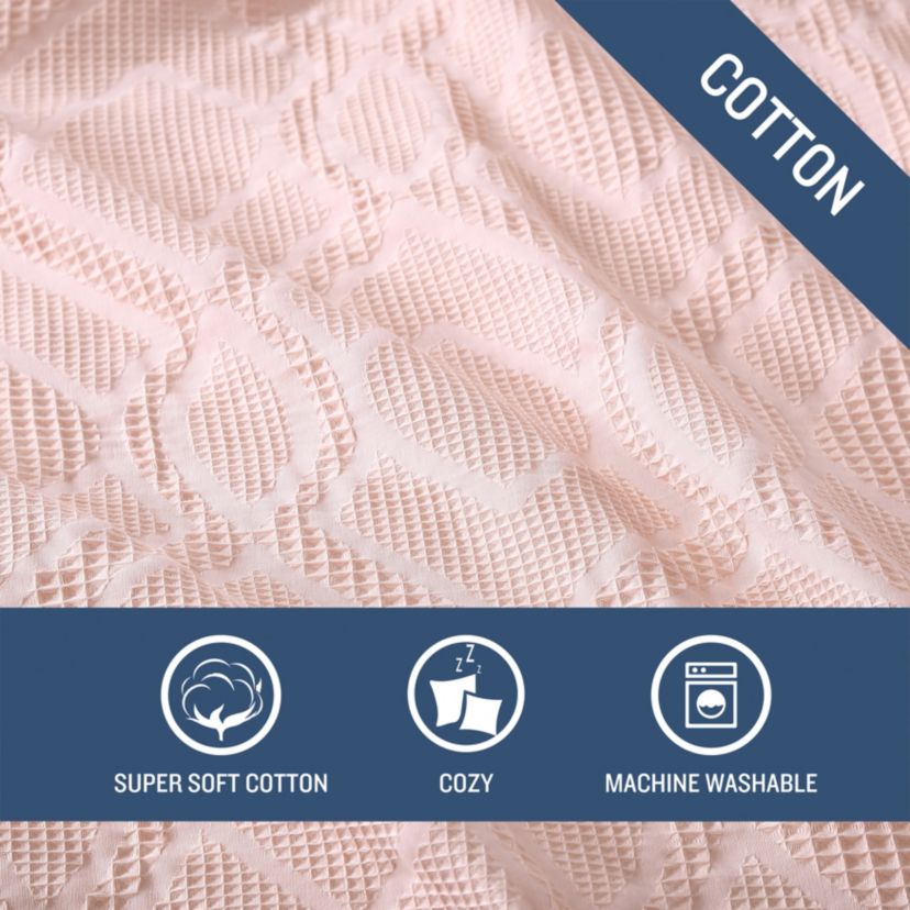 Textured Waffle 100% Cotton - 3 Piece- Comforter Bedding Set