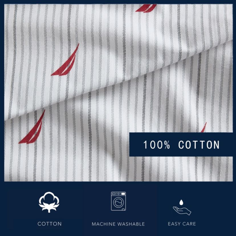 Audley Stripe 100% Cotton Percale- 3 Piece- Sheet Set
