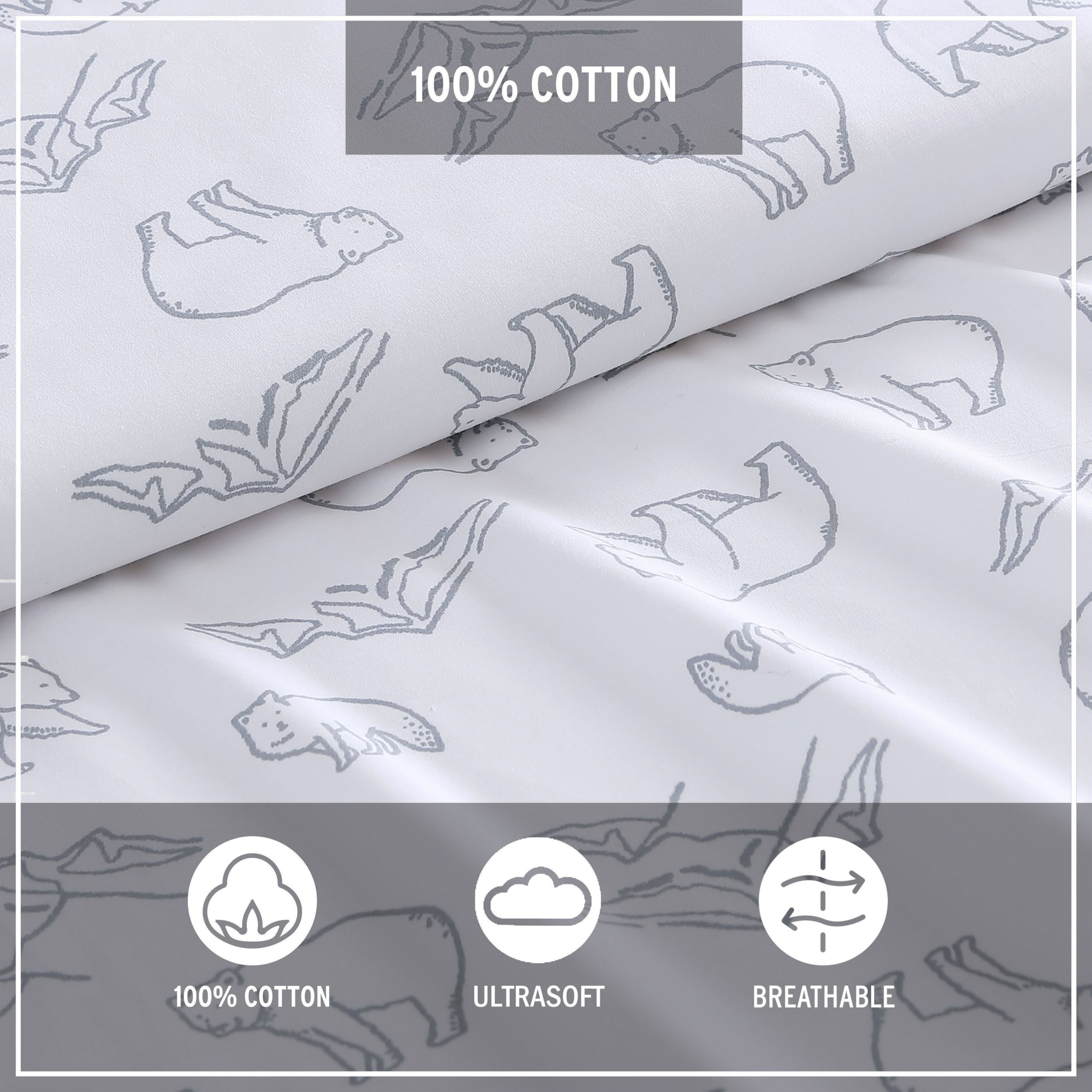 Smokey Bear Camp 100% Cotton Percale- 4 Piece- Sheet Set