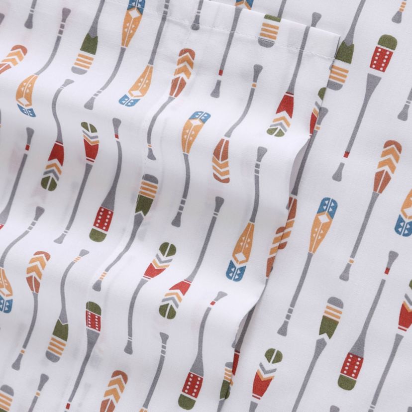 Canoe Lake Paddle 100% Cotton Percale- 4 Piece- Sheet Set