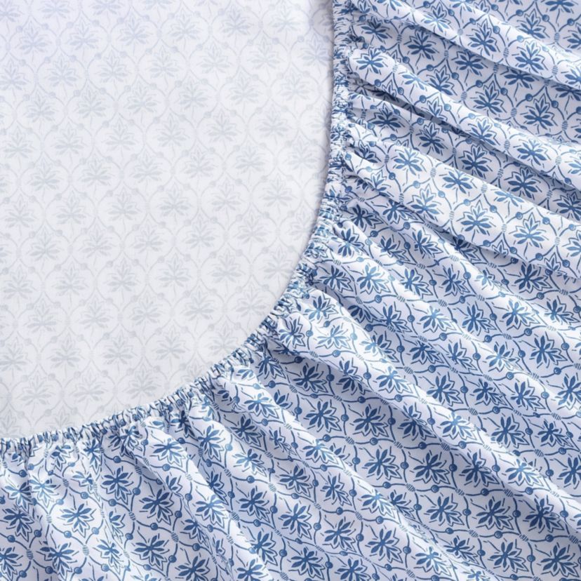 Rosemarie 100% Cotton 300 Thread Count Sateen- 4 Piece- Sheet Set, Blue- King
