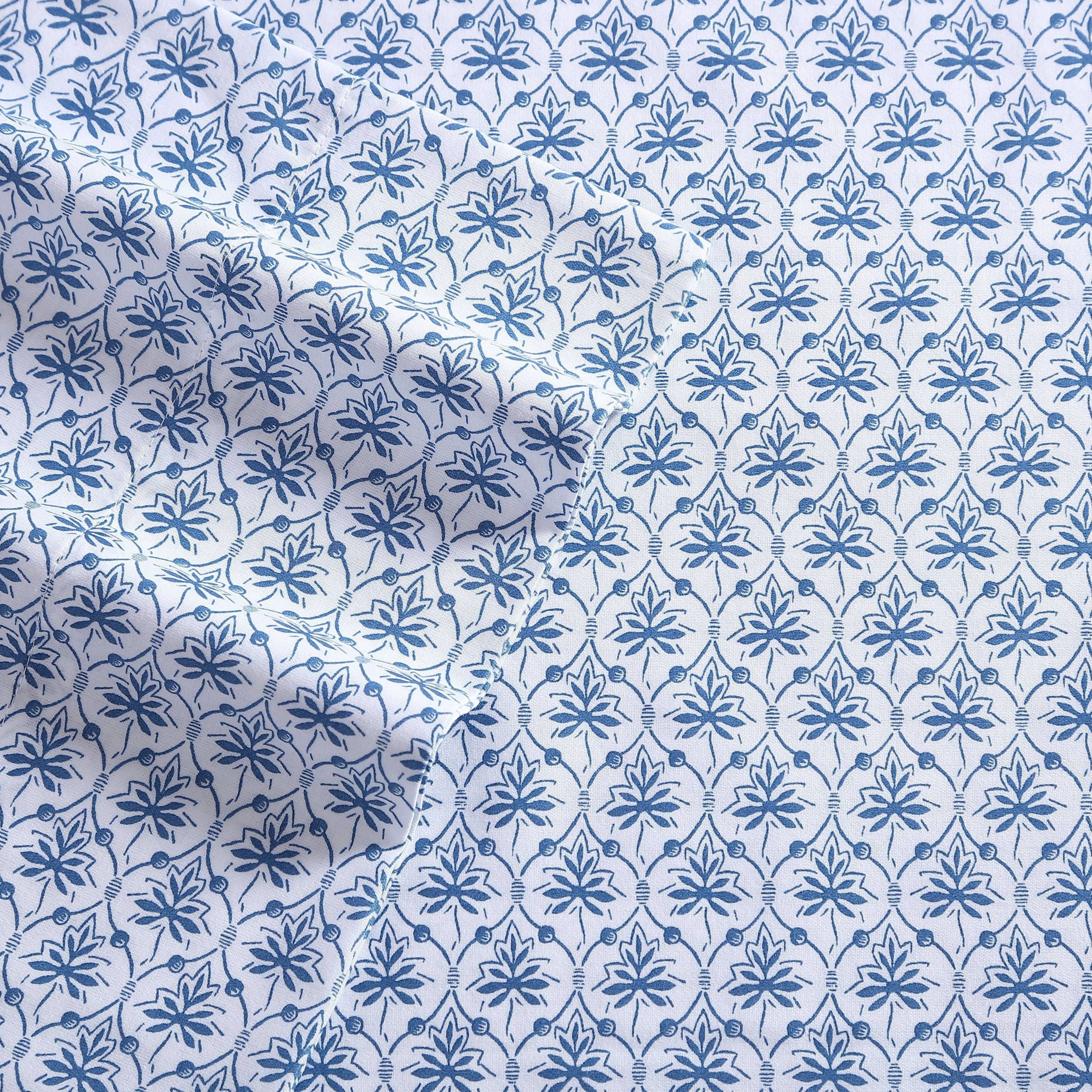 Rosemarie 100% Cotton 300 Thread Count Sateen- 4 Piece- Sheet Set, Blue- King