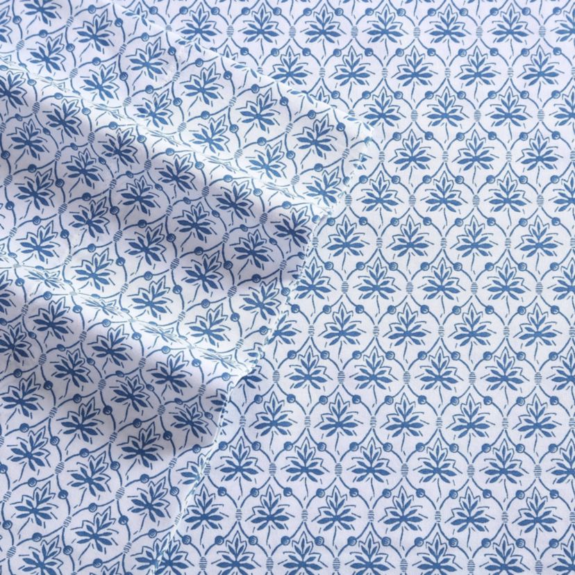 Rosemarie 100% Cotton 300 Thread Count Sateen- 4 Piece- Sheet Set, Blue- King
