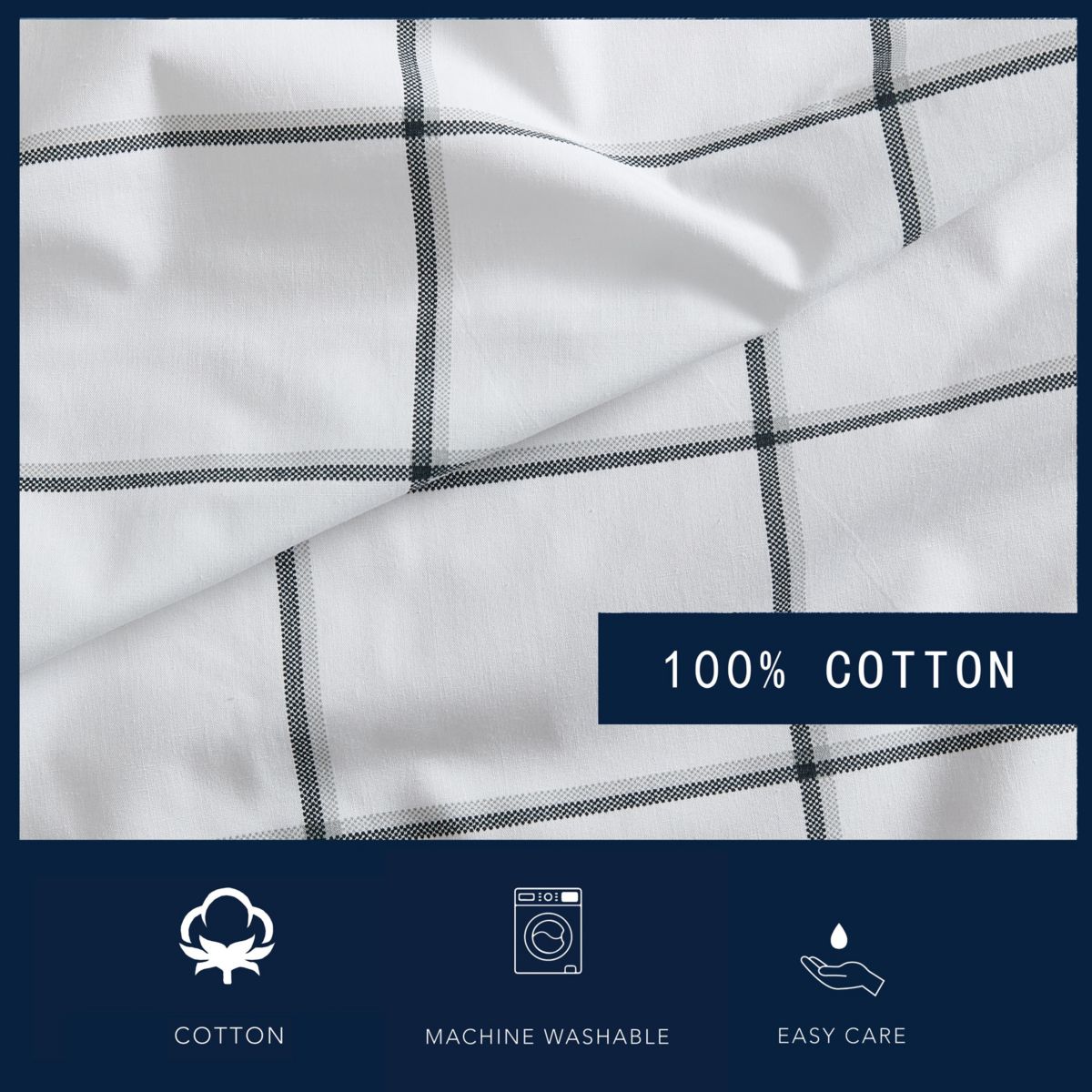 Plot 100% Cotton Percale- 4 Piece- Sheet Set