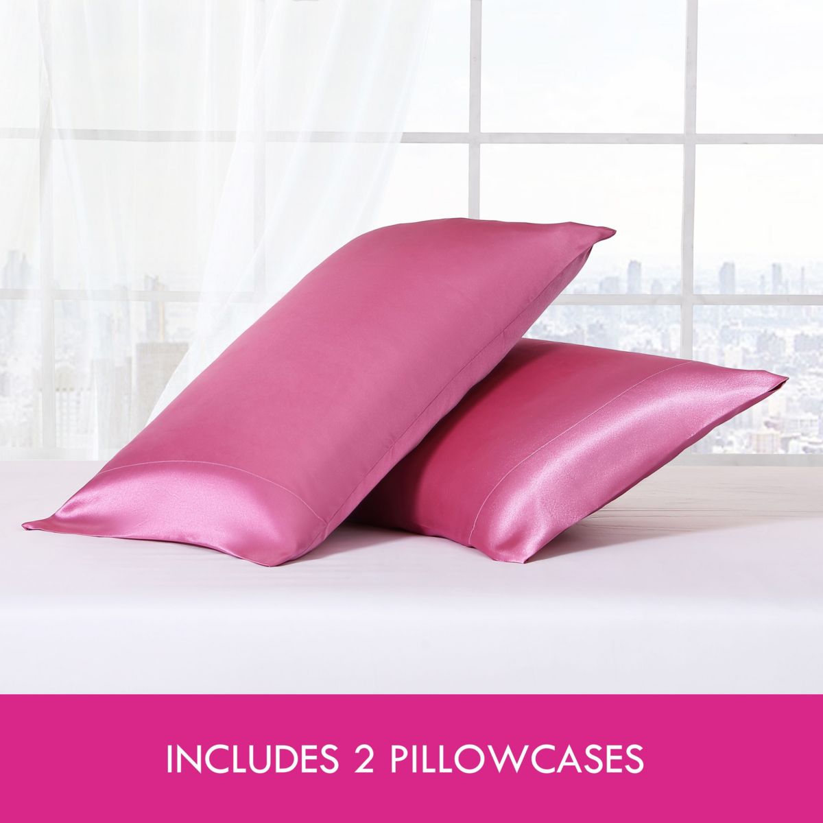 Solid Satin Satin- 2 Piece- Pillowcase